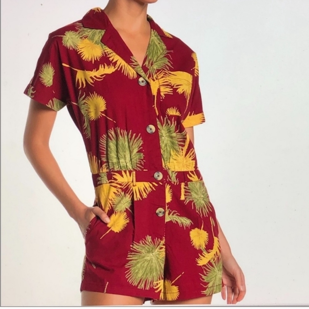 Free People Romper Size L Red/Yellow/Green
